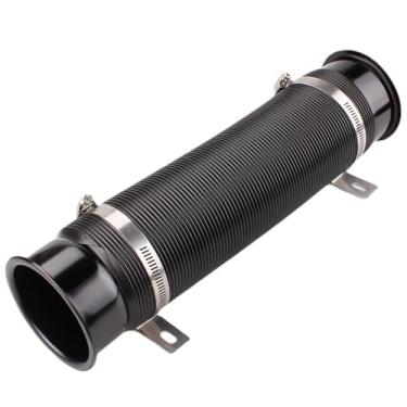 Imagem de 1 peça 76 mm carro ar frio turbo admissão tubo de admissão ajustável flexível tubo de duto mangueira de alimentação fria tubo de duto(Black)