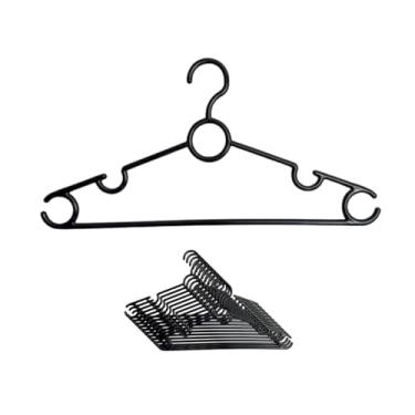 Imagem de Kit Conjunto de Cabides Plástico para Adulto Preto (12)