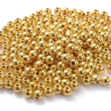 Imagem de Laopottbeads 2000 contas douradas de 4 mm para fazer joias, kit faça você mesmo para pulseiras, brincos, colares e tornozeleiras