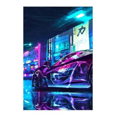 Imagem de zhufuyl Pôster de carro Flor de cerejeira JDM Carros Pôsteres Japão Supercarro Personalidade Pintura Decorativa Arte de Parede Cartazes Presentes 40,6 x 61 cm Sem Moldura