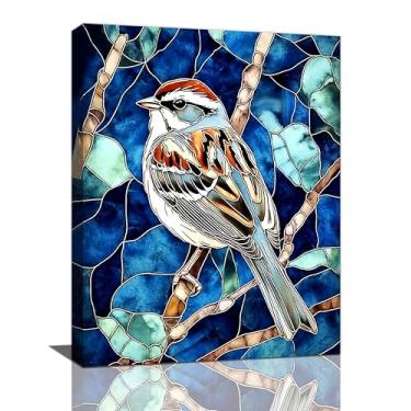 Imagem de Arte de parede de pássaro para mulher linda pardal berçário decoração de parede vintage imagens estéticas pinturas impressões obras de arte decorações emolduradas para banheiro quarto sala de estar