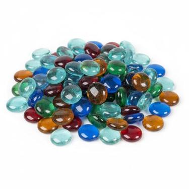Imagem de Houseables Contas de vidro para vasos, mármores para vasos, mármores de vidro, contas coloridas, planas, pedras coloridas, enchimento, artesanato, seixos, pedras, pedras decorativas, plantas, florista
