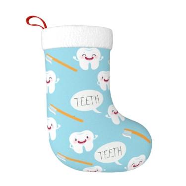 Imagem de HSHIDHZ Meias de Natal grandes com estampa de higienista dental de dentista fofa, 45 cm, meias para pendurar na lareira de árvore de Natal para férias em casa