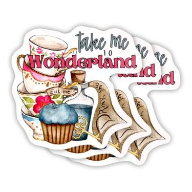 Imagem de Adesivo Take Me to Wonderland, 3 peças, frases motivacionais sarcásticas, citação humorística, decalque de vinil para Kindle, laptop, garrafa de água, telefone, adesivo de chapéu rígido, 7,6 cm