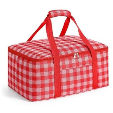 Imagem de Cesta Térmica de Piquenique, Bolsa Caixa Térmica Dobrável para Praia, Camping e Passeios ao Ar Livre(Vermelho)