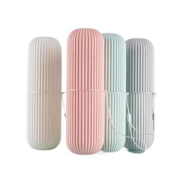 Imagem de Estojo Escova de Dente, Porta Creme Dental Portátil Plástico Viagem Bolsa(KIT 2 BRANCO)
