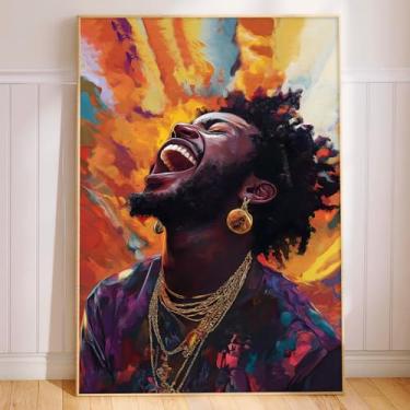 Imagem de Arte de parede afro-americana colorida pintura abstrata impressões de pessoas imagens de retrato de homem negro pôster estético retrato africano arte de parede moda pôster preto imagem de homem negro