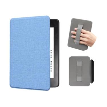 Imagem de Akacy Padrão de tecido com alça para o novo Kindle de 6 polegadas (11ª geração - versão 2024/2022) - capa leve de couro PU com hibernar/despertar automático para e-reader Kindle 11ª geração 2024/2022