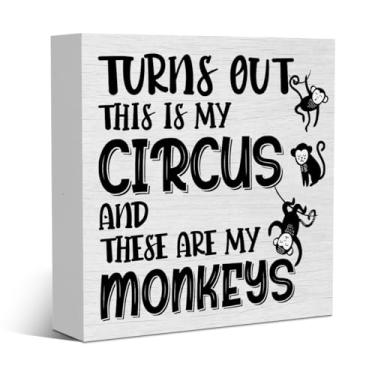 Imagem de Presentes engraçados para decoração de macaco de promoção de colegas de trabalho placa de madeira rústica, decoração de mesa, acessórios de mesa para mesa, casa, quarto, casa de fazenda, banheiro