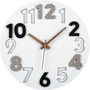 Imagem de Relógio de parede moderno, redondo, MDF, silencioso, sem tique-taque, quartzo de 30 cm