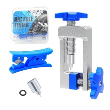 Imagem de LUMINFLY Kit de ferramentas de freio hidráulico de alumínio CNC para mangueiras de freio 0,20/0,22, inclui cortador de precisão, lâminas e estojo de armazenamento para mecânicos de mountain bike