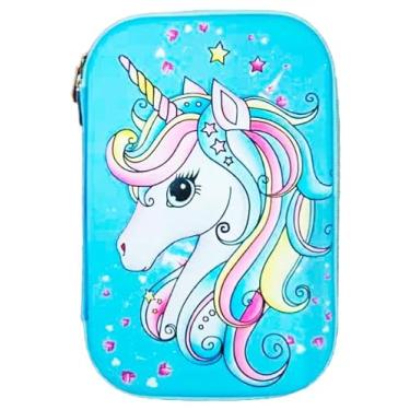 Imagem de Estojo Escolar VMP PVC+EVA Fantasia Unicornio – Multiplos Compartimentos e Zíper Reforçado para Canetas, Lápis e Acessórios Escolares.