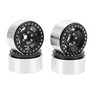 Imagem de Zhjvihx Roda de Carro RC, Jantes de Roda de Carro RC Resistência Ao Desgaste 4 Unidades para 1/10 (Preto)