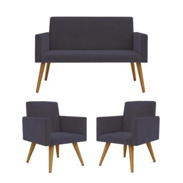 Imagem de Kit Sofá Namoradeira + 2 Poltronas Decorativas Cor:cinza