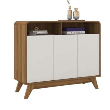 Imagem de Buffet Aparador Eccos 3 Portas Design Moderno, Amplo Armazenamento, Acabamento Premium para Sala de Estar, Jantar ou Hall (Nature/Off White)