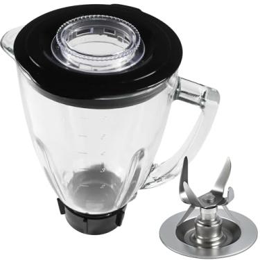 Imagem de HQRP Substituição do conjunto de frascos de vidro para liquidificador Oster Osterizer, 014709-156-000 004902-003-NP0 084036000000 124461, jarro de 1,25L, capacidade de 0,33 galão, redondo não serve