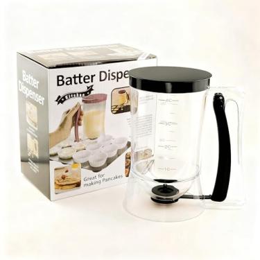 Imagem de Dispensador de massa de panqueca com alça de apertar – Dispensador de medição de 4 xícaras para panquecas, waffles, muffins e crepes – Despejador sem BPA com design fácil de limpar – Ferramentas