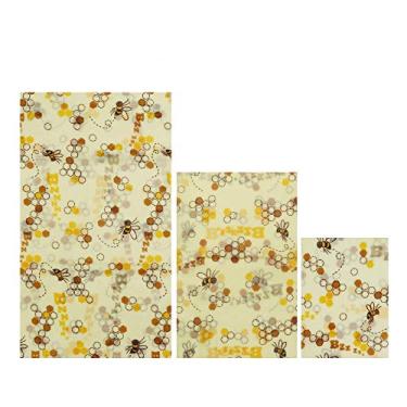 Imagem de Envoltórios de Tela com Cera Abelha Reutilizáveis Laváveis Tampas Elásticas para Conservação Alimentos Ecológicos Óleo Jojoba Orgânico e Resina Árvore Seguros Sobras Queijo Nozes Legumes