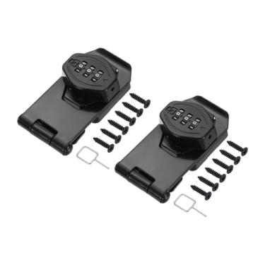 Imagem de PATIKIL Fechadura de combinação de armário sem chave 7,6 cm, 2 peças de liga de zinco com senha de 3 dígitos e botão giratório para armários, armário, gaveta, armário de cozinha ao ar livre, preto