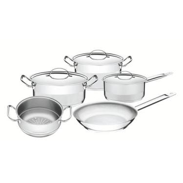 Imagem de Jogo de Panelas Tramontina Professional Aço Inox Fundo Triplo Tampa Pl