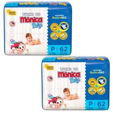 Imagem de Fralda Turma da Mônica Baby Mega Tamanho P - Pacote com 62 Fraldas Des