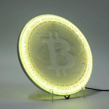 Imagem de Tinyimi Iluminação ambiente e humor RGB – Luz de jogo e festa para decoração de casa, escritório e mesa de quarto (Bitcoin, pequeno)
