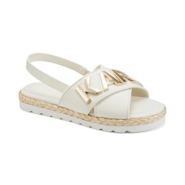 Imagem de KARL LAGERFELD Sandália feminina Charla Slingback Espadrille com logotipo, Creme, 39
