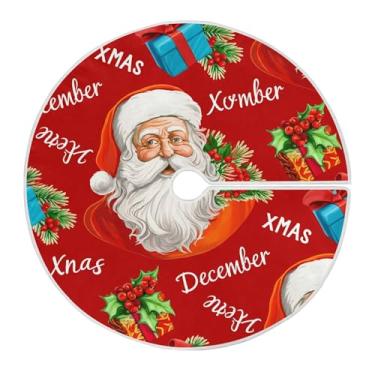 Imagem de SEHANY Saia para árvore de Natal, 122 cm, Papai Noel, vermelha, decoração de árvore de Natal, tapetes para decoração de festa de Natal em casa