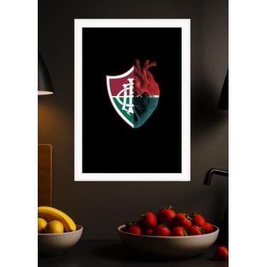 Imagem de Quadro Fluminense Paixão com Vidro e Moldura Branca Tam:A4 - Spark Loj
