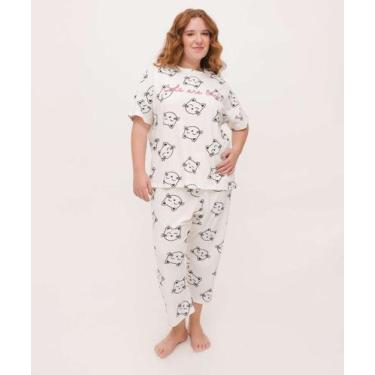 Imagem de Pijama Plus Size Feminino Estampa Gatos Manga Curta Ma-04002 - MARISA,