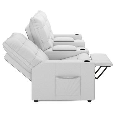 Imagem de Poltrona Reclinável Para Cinema Parma 3 Lugares Baú Usb Pu Fh1 - D'rossi Cor Branco