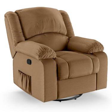 Imagem de Poltrona Do Papai Reclinável Melim Glider Giratória Massagem Sintético Pu Fh1 - D'rossi Cor Caramelo