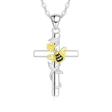 Imagem de SUPAC Colar feminino com pingente de girassol e abelha You Are My Sunshine, joia delicada, presente de aniversário ou Natal, Adjustable, Metal, Sem Pedra Preciosa