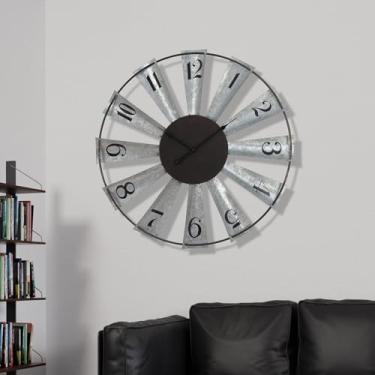 Imagem de AMAATE Relógio de parede de moinho de vento de 61 cm, design vintage rústico com lâminas de metal envelhecidas, estilo industrial de fazenda para sala de estar, café, decoração country