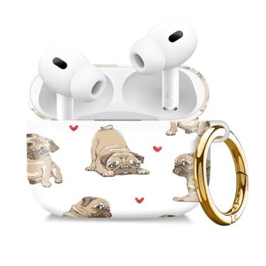 Imagem de Capa compatível com AirPod Pro 2ª/1ª geração com chaveiro dourado, capa protetora completa à prova de choque para fone de ouvido sem fio para Airpod Pro 2023/2022/2019 (cachorro fofo)
