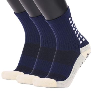 Imagem de Andoer Meias antiderrapantes masculinas de futebol Meias longas atléticas Meias absorventes esportivas para basquete, futebol, voleibol, corrida, trekking, caminhada, 1 par / 3, pares