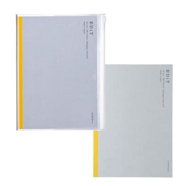 Imagem de MARK'STYLE Conjunto de caderno e refil EDiT A5 – grade cinza de 5 mm, capa de PVC transparente macia com bolso para planejamento, diário e anotações (transparente, A5)
