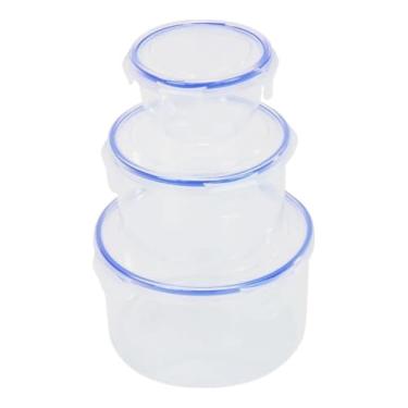 Imagem de Conjunto 3 Potes Plásticos Redondos com Tampa e Trava – 1L, 530ml e 180ml, Herméticos e Livre de BPA