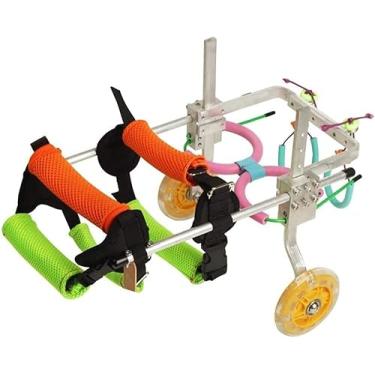 Imagem de PUJPOQRP Cadeira de rodas para cães pequenos carrinho de aço inoxidável animal de estimação/gato cão cadeira de rodas reabilitação perna traseira aprovado por veterinário - cadeira de rodas para