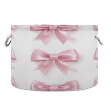 Imagem de WELLDAY Cesta de corda de algodão, laços, cesta de lavanderia de bebê para sala de estar, lavanderia, berçário, travesseiros, decoração de casa