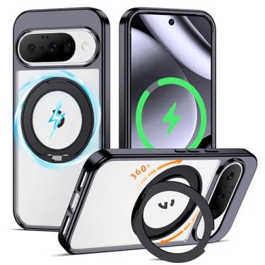 Imagem de AmoraAqua Compatível com capa transparente para Google Pixel 10/Pixel 10 Pro com suporte de anel magnético de 360° [compatível com Mag-Safe] Capa à prova de choque para Pixel 10/10 Pro de 6,3