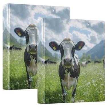 Imagem de Burbuja Fichário de 3 anéis de vaca leiteira de 3 cm para trabalho de escritório, fichário aberto D serve para papel tamanho carta com visão clara, 2 bolsos, pacote com 2