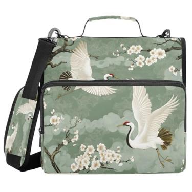 Imagem de STAYTOP Lindo fichário de zíper com 3 anéis de guindaste coroado vermelho com alça de ombro, anéis D de 3,8 cm, material escolar e de escritório