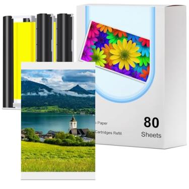 Imagem de Akouta Compatível com impressora Amber M100 M200 4x6 80 folhas + 2 cartuchos de tinta refil para impressora DHP512 DHP513