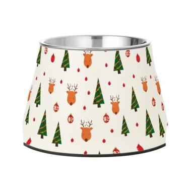 Imagem de Burbuja Tigela de aço inoxidável para comida e água para cães de cervo árvore de inverno, antiderrapante para cães médios e gatos, 590 ml