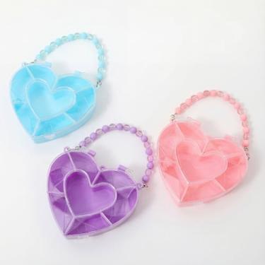 Imagem de Cunno Pacote com 6 caixas de lanche de plástico em forma de coração com alça dividida, bandeja de servir com tampa, recipiente de charcutaria, organizador portátil de armazenamento de joias para doces