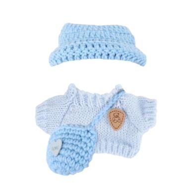 Imagem de Conjunto de Roupas Boneca, 3un Roupa Boneca de Pelúcia Incluindo Chapéu Suéter Bolsa Roupa Fofa Acessórios para Bonecas 17 cm Apenas Incluindo Roupas (Azul)