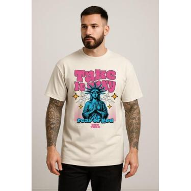 Imagem de Camiseta Masculina Estampa Estatua Liberdade New York Cores Vivas Algo