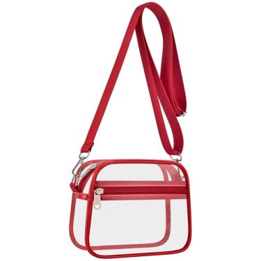 Imagem de USPECLARE Bolsa transparente para eventos em estádios, bolsas transparentes para fãs de esportes, bolsa transversal transparente para shows e festivais, Vermelho, Small