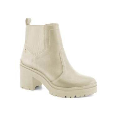 Imagem de Bota feminina ramarim 23-50123 coturno salto bloco tratorado, Bege, 36